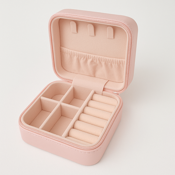 Mini porta joias quadrado com divisórias Rosa
