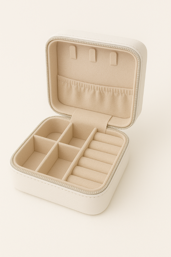 Mini porta joias quadrado com divisórias Branco