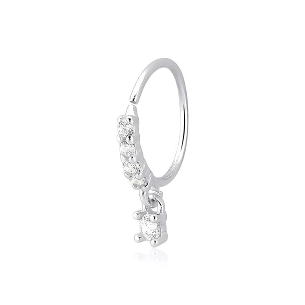Piercing argola com pedras cravejadas e pingente