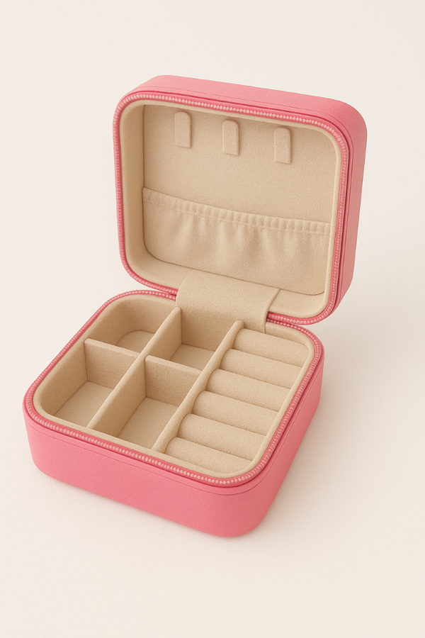 Mini porta joias quadrado com divisórias Pink