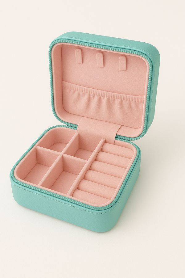 Mini porta joias quadrado com divisórias Azul Turquesa Tiffany